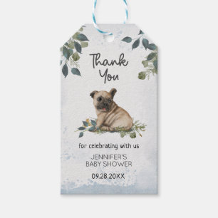 Étiquettes-cadeau Baby Shower Fantaisiste Moderne pour un Petit Pug