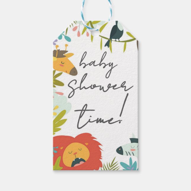 Étiquettes-cadeau Baby Shower Faune de la Jungle (Devant)
