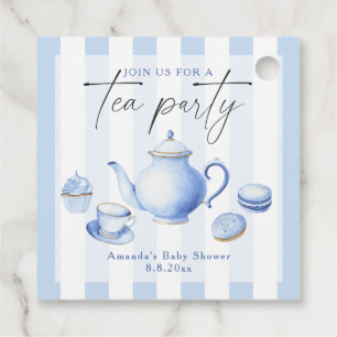 Étiquettes Cadeau Baby Shower Fête à Thé Bleue