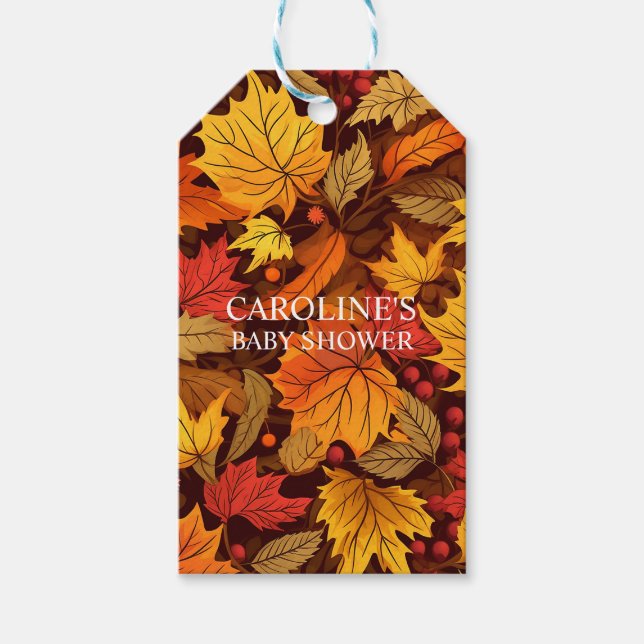 Étiquettes-cadeau Baby shower Feuille d'érable (Devant)