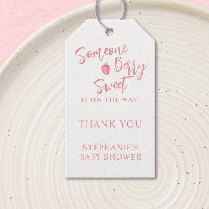 Étiquettes-cadeau Baby Shower Fille aux Fraises