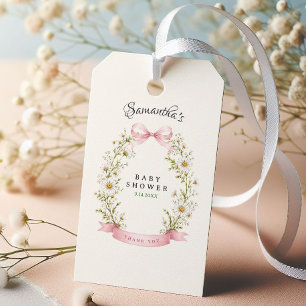 Étiquettes-cadeau Baby Shower Fille Vintage Lapin Gingham