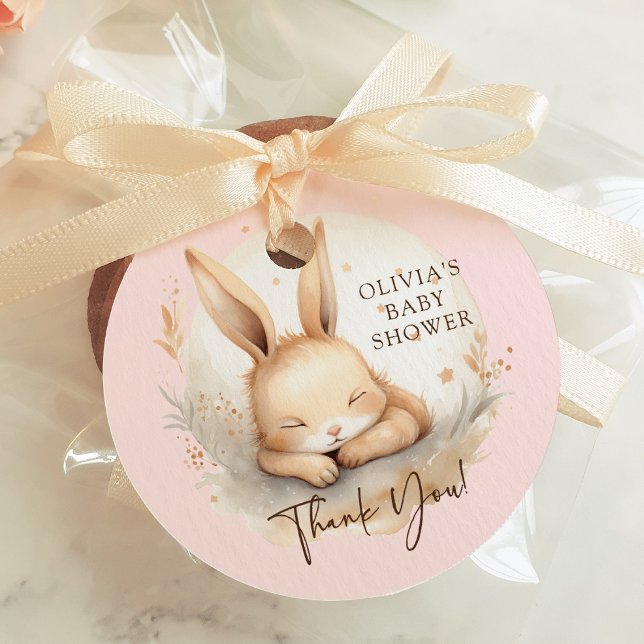 Étiquettes Cadeau Baby shower Filles Lapin Stwood Favoriser (Créateur téléchargé)