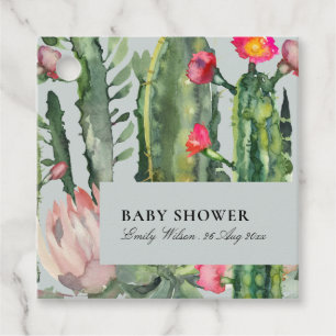 ÉTIQUETTES CADEAU BABY SHOWER FLEUR GRIS ROSE DÉCORTICA CACI DÉSERTI