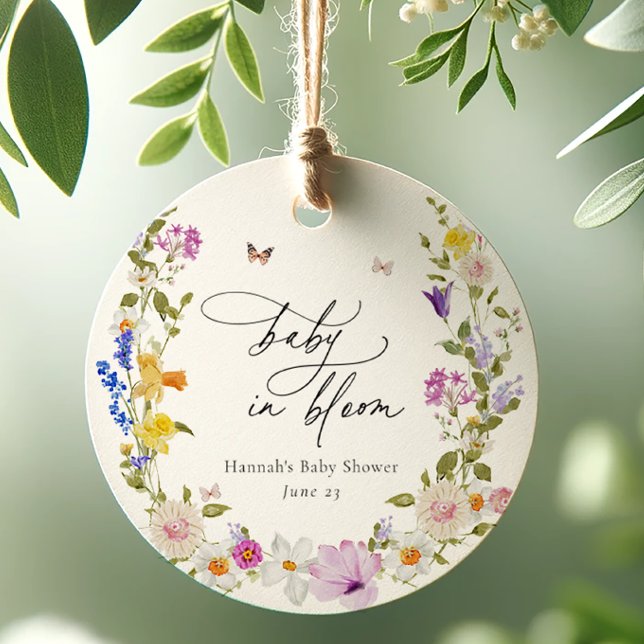 Étiquettes Cadeau Baby shower fleur sauvage Bloom (Créateur téléchargé)