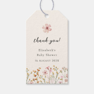 Étiquettes-cadeau Baby Shower Fleur Sauvage Bohème