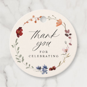 Étiquettes Cadeau Baby shower Fleur sauvage Boho