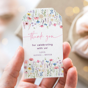 Étiquettes-cadeau Baby shower Fleur sauvage de Pink Meadow
