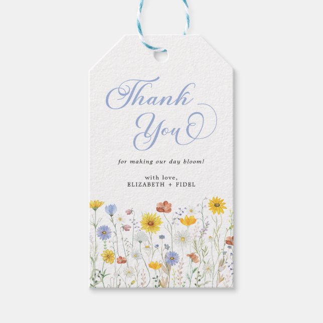 Étiquettes-cadeau Baby shower fleur sauvage Merci Floral (Devant)