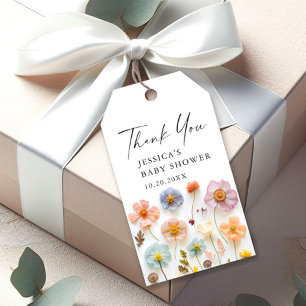 Étiquettes-cadeau Baby shower Fleur sauvage Pastel Pink