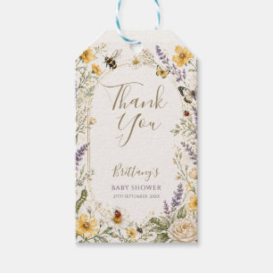 Étiquettes-cadeau Baby Shower Fleur Sauvage Petit Insecte d'Amour