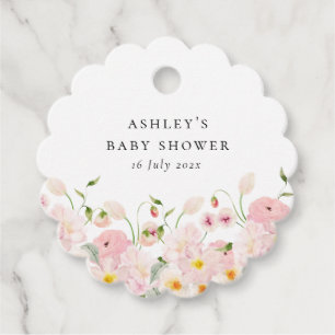 Étiquettes Cadeau Baby Shower Fleurs Roses