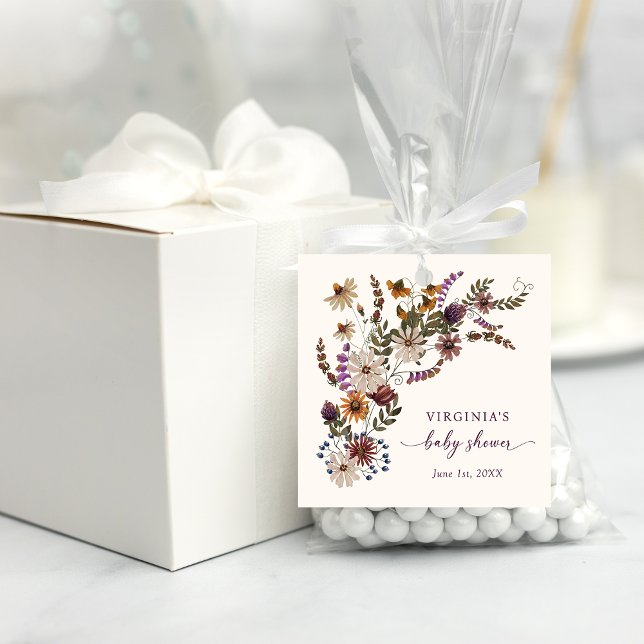 Étiquettes Cadeau Baby shower floral (Floral Baby Shower Favor Tags
)