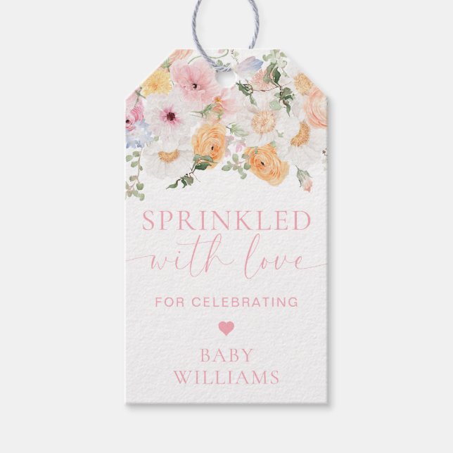 Étiquettes-cadeau Baby shower Floral Millie Parsemé D'Amour (Devant)