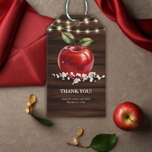 Étiquettes-cadeau Baby shower Floral Pomme Rouge rustique
