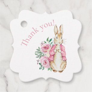Étiquettes Cadeau Baby shower floral rose Beatrix Potter