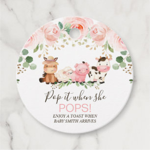 Étiquettes Cadeau Baby shower Floral Rose Pop It Favoriser Tags