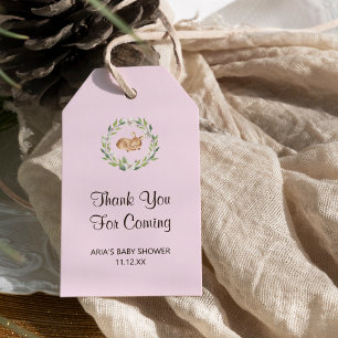 Étiquettes-cadeau Baby shower Floral Sleeping Deer Girl Favoriser