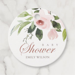 ÉTIQUETTES CADEAU BABY SHOWER FLORAL SOLIDE ROSE ROSE DOUCE ROSE DOU