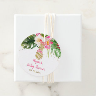 Étiquettes Cadeau Baby shower floral tropical à ananas