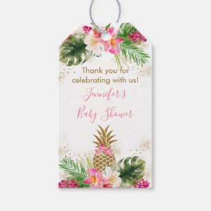 Étiquettes-cadeau Baby shower floral tropical d'ananas