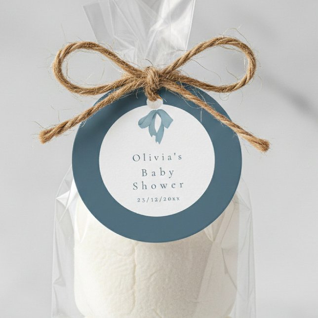 Étiquettes Cadeau Baby Shower for Boy – Blue Bow , Customizable  (Créateur téléchargé)