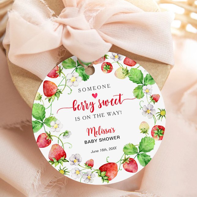 Étiquettes Cadeau Baby Shower Fraise (Créateur téléchargé)