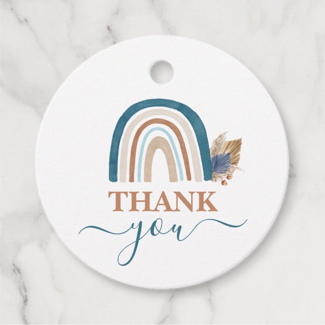 Étiquettes Cadeau Baby shower garçon arc-en-ciel (Devant)