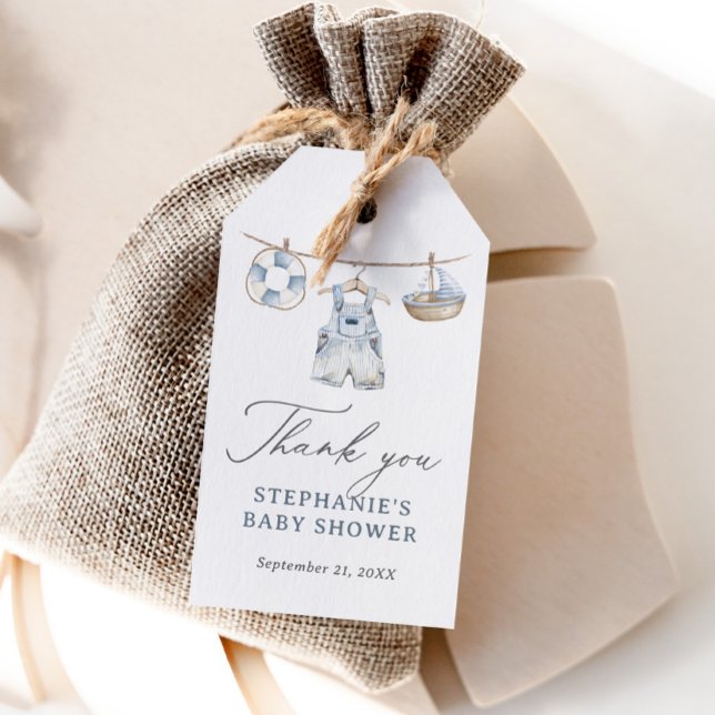 Étiquettes-cadeau Baby Shower Garçon Marin (Créateur téléchargé)