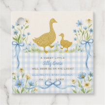 Baby Shower Garçon Silly Goose Fleurs Ruban Bleu