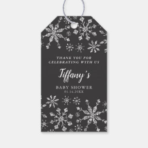 Étiquettes-cadeau Baby shower Glam Silver Parties scintillant Winter