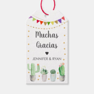 Étiquettes-cadeau Baby shower Gold Fiesta Cactus Muchas Gracias