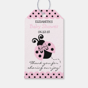 Étiquettes-cadeau Baby shower hôte  Ladybug rose et noir Favoriser