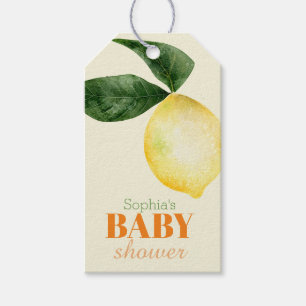 Étiquettes-cadeau Baby Shower Jaune Citron à l'aquarelle