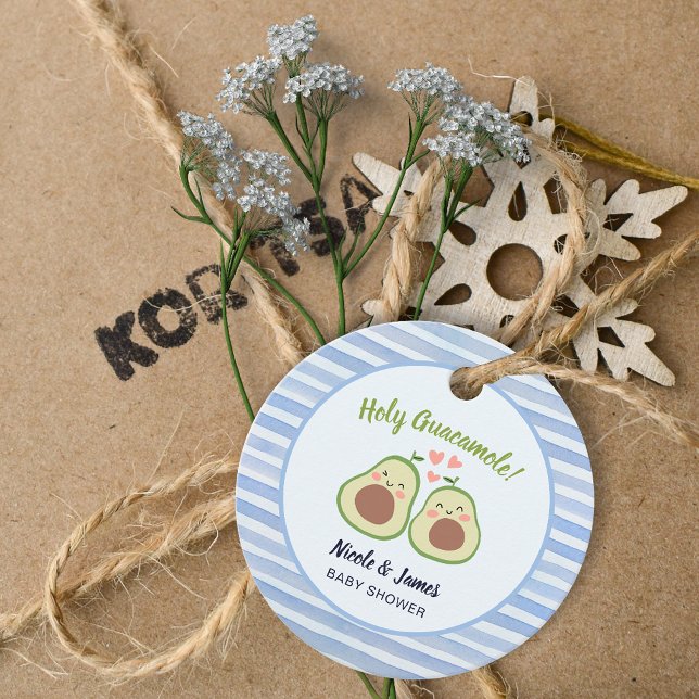 Étiquettes Cadeau Baby shower jumeaux neutre genre de l'Avocado (Cute Avocado Gender Neutral Twins Baby Shower Favor Tags)