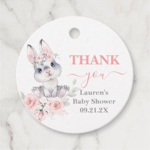 Étiquettes Cadeau Baby shower lapin Fille rose Faveur Tags