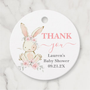 Étiquettes Cadeau Baby shower lapin rose Fille rose Faveur Tags