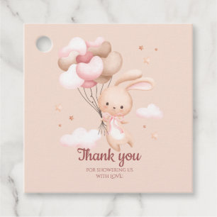 Étiquettes Cadeau Baby shower lapin rose Merci