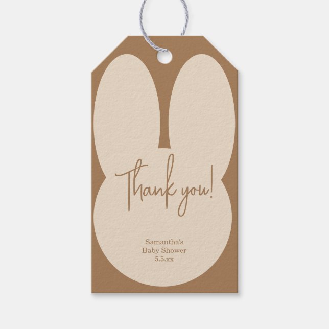 Étiquettes-cadeau Baby shower lapin simple merci (Devant)