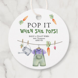 Étiquettes Cadeau Baby-shower légumes - Pop it ! Quand elle éclate !