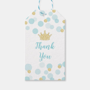Étiquettes-cadeau Baby Shower Little Prince Bleu Or