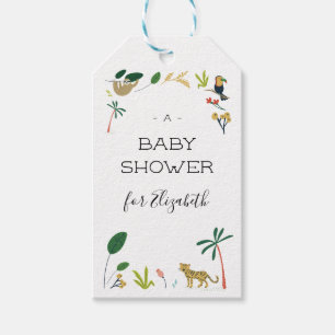 Étiquettes-cadeau Baby shower luxuriant de jungle