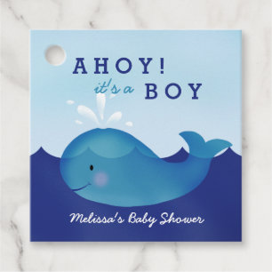Étiquettes Cadeau Baby shower marin mignon Baleine bleue