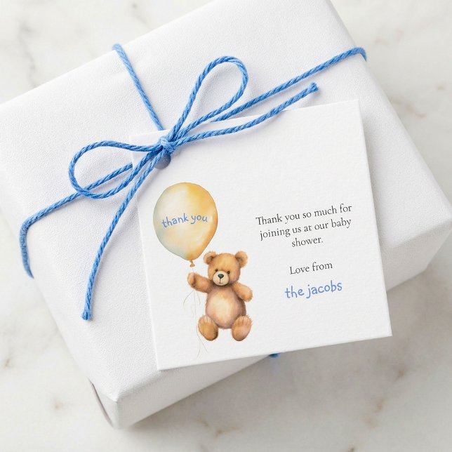 Étiquettes Cadeau Baby shower merci mignon ours en peluche (Baby shower thank cute teddy bear favor tags.)