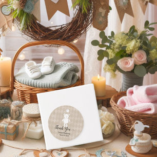 Étiquettes Cadeau Baby shower Merci Teddy Bear   Tan