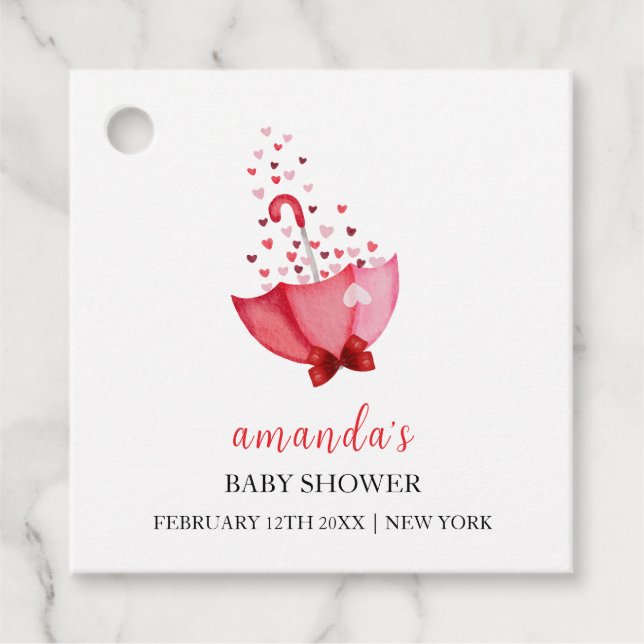 Étiquettes Cadeau Baby shower mignonne à parapluie à parapluie à par (Devant)