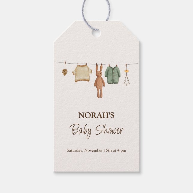 Étiquettes-cadeau Baby shower minimal Boho Boy (Devant)