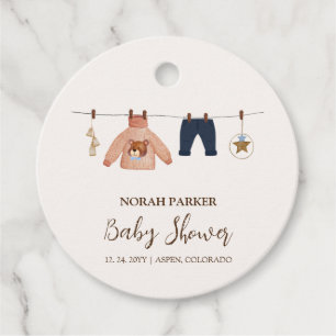 Étiquettes Cadeau Baby shower minimal Boho Boy Winter Clothesline