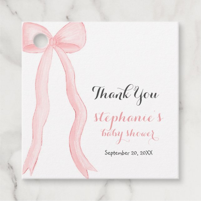 Étiquettes Cadeau Baby shower minimaliste de coquette rose (Devant)