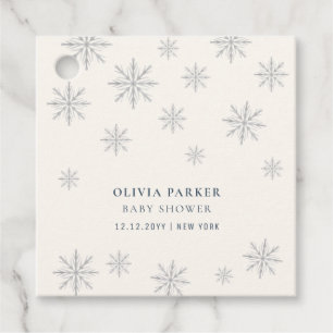 Étiquettes Cadeau Baby shower minimaliste de flocons d'hiver Boho